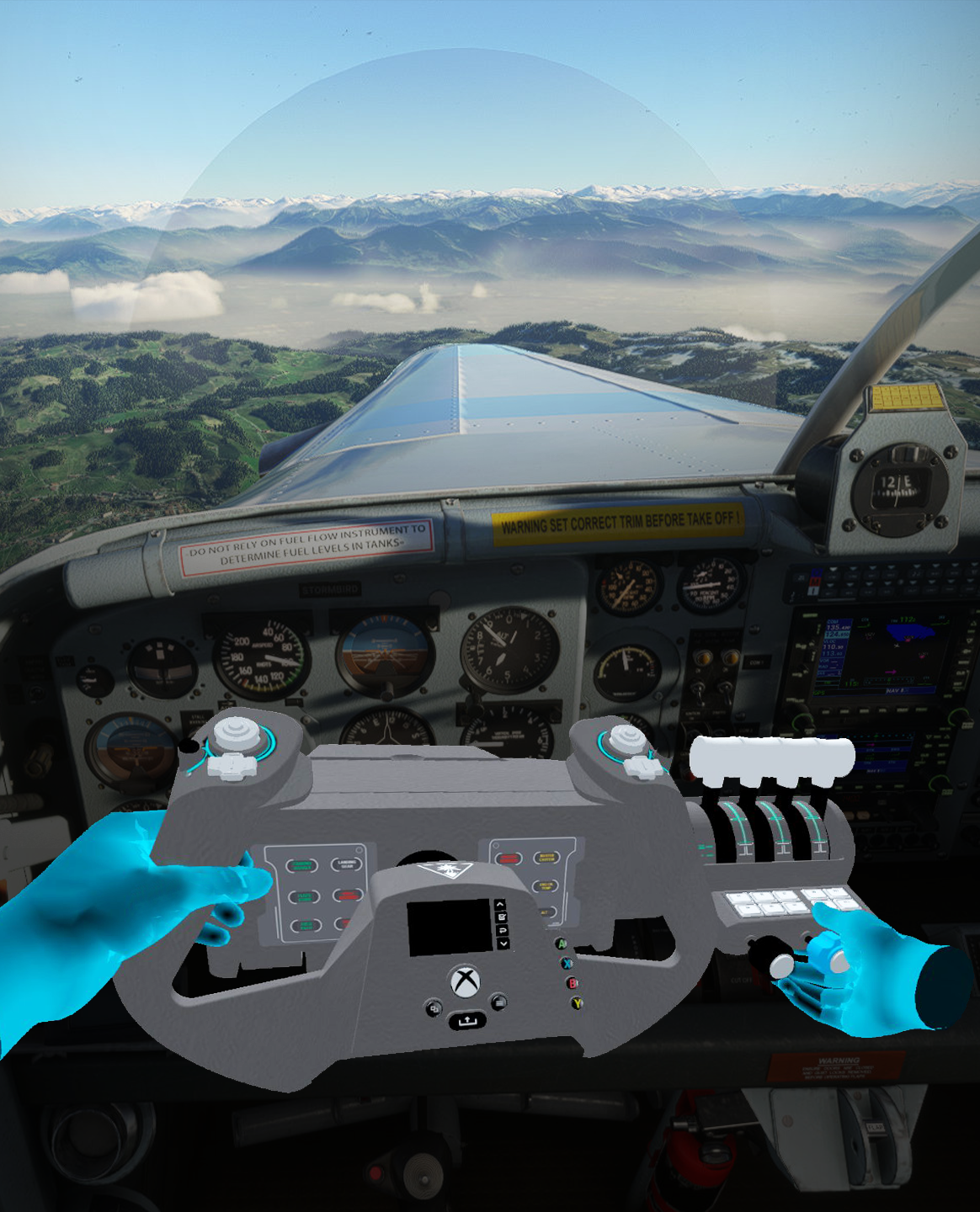 Flight yoke visualisation in VR